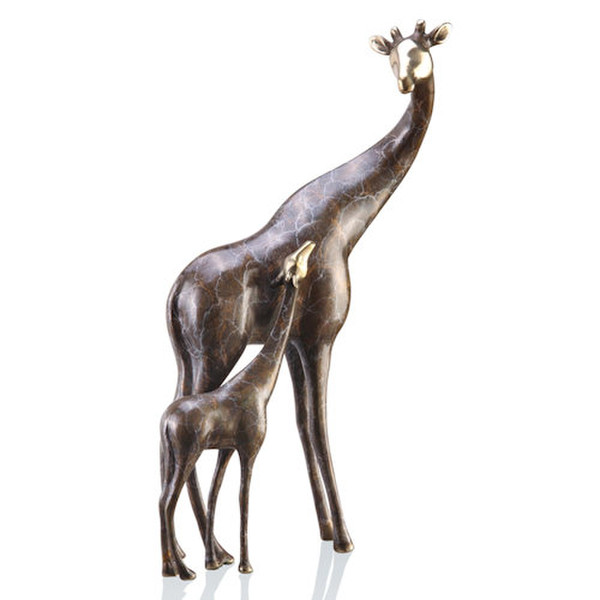 Giraffes Sculpture Mom and Baby Exotic Statues African Statuary Modern
